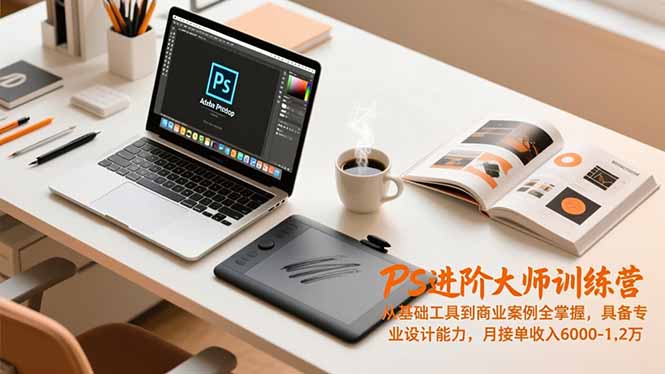 PS进阶大师训练营，从基础工具到商业案例全掌握，具备专业设计能力，月接单收入6000-1.2万-轻创联盟