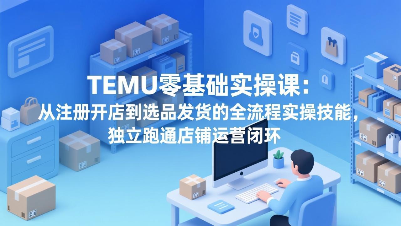 TEMU零基础实操课:从注册开店到选品发货的全流程实操技能,独立跑通店铺运营闭环-轻创联盟