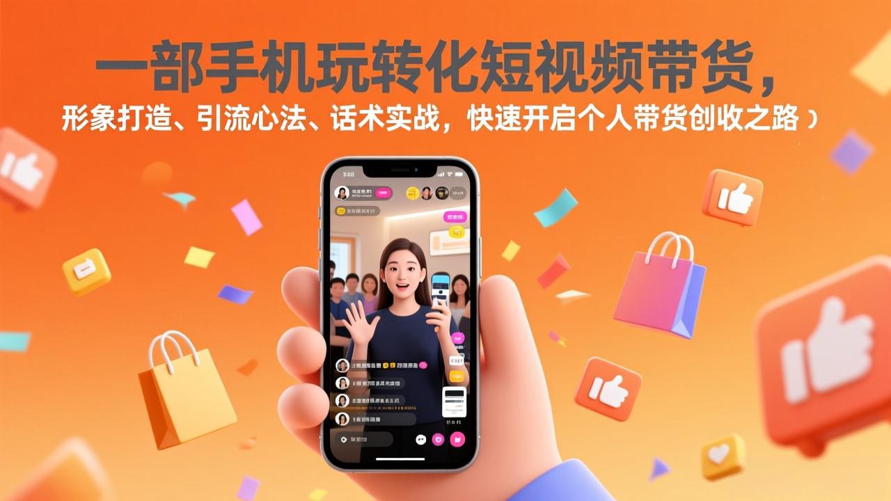 一部手机玩转化短视频带货，形象打造、引流心法、话术实战，快速开启个人带货创收之路-轻创联盟