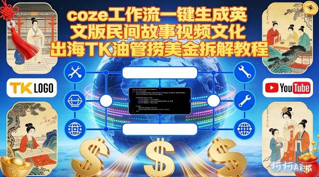 Coze扣子工作流一键生成英文版民间故事视频，文化出海TK油管捞美金拆解教程-轻创联盟