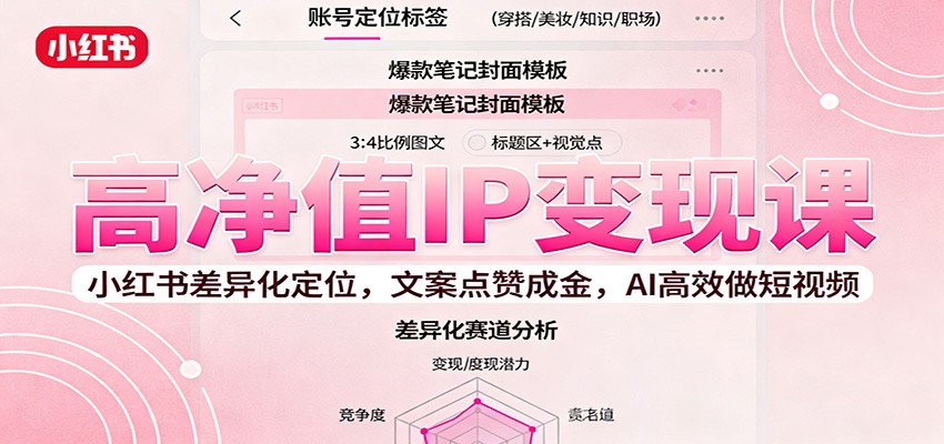 高净值IP变现课：小红书差异化定位，文案点赞成金， AI高效做短视频-轻创联盟