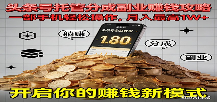 全程托管今日头条,一部手机就可以开干,最高躺赚1W+-轻创联盟