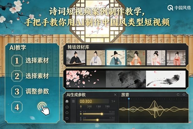 古诗词短视频案例制作教学，手把手教你用AI制作中国风类型短视频-轻创联盟