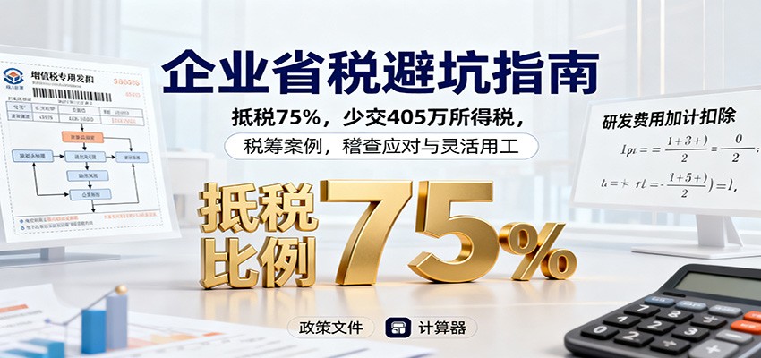 企业省税避坑指南：抵税75%，少交405万所得税，税筹案例，稽查应对与灵活用工-轻创联盟