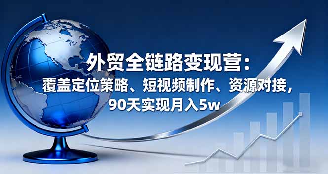 外贸全链路变现营：覆盖定位策略、短视频制作、资源对接，90天实现月入5w-轻创联盟