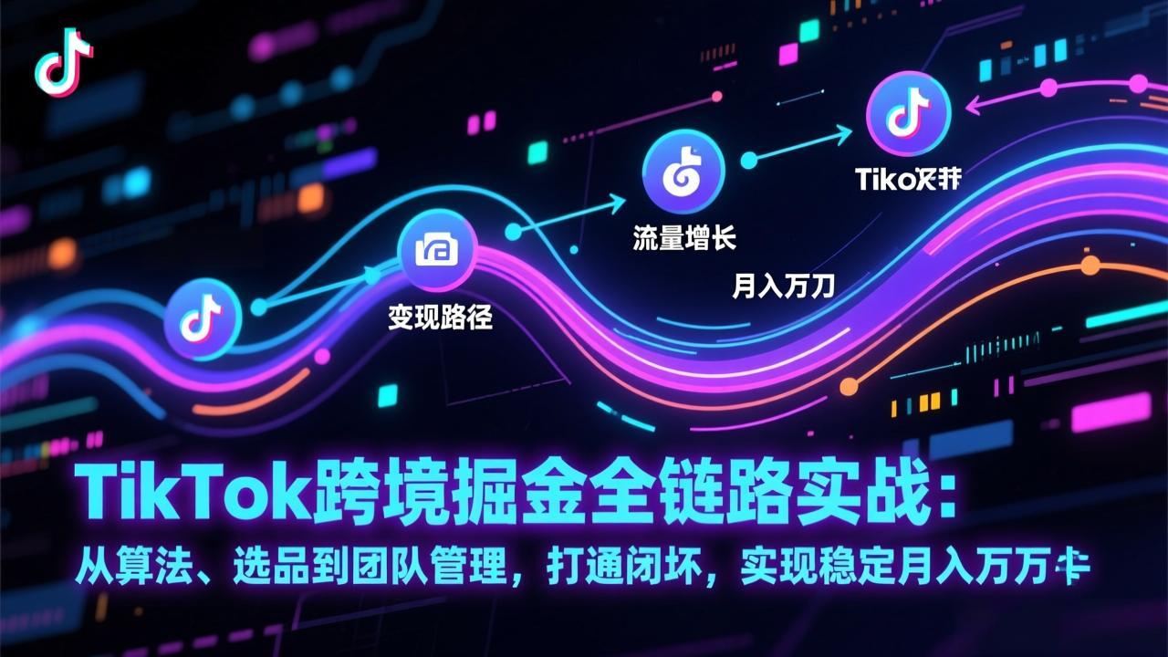TikTok跨境掘金全链路实战：从算法、选品到团队管理，打通闭环，实现稳定月入万刀-轻创联盟