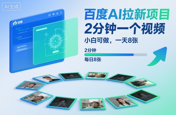 百度AI拉新项目，2分钟一个视频，小白可做，一天8张【附案例+保姆级教程】-轻创联盟