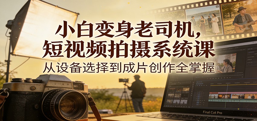 小白变身老司机，短视频拍摄系统课，从设备选择到成片创作全掌握-轻创联盟