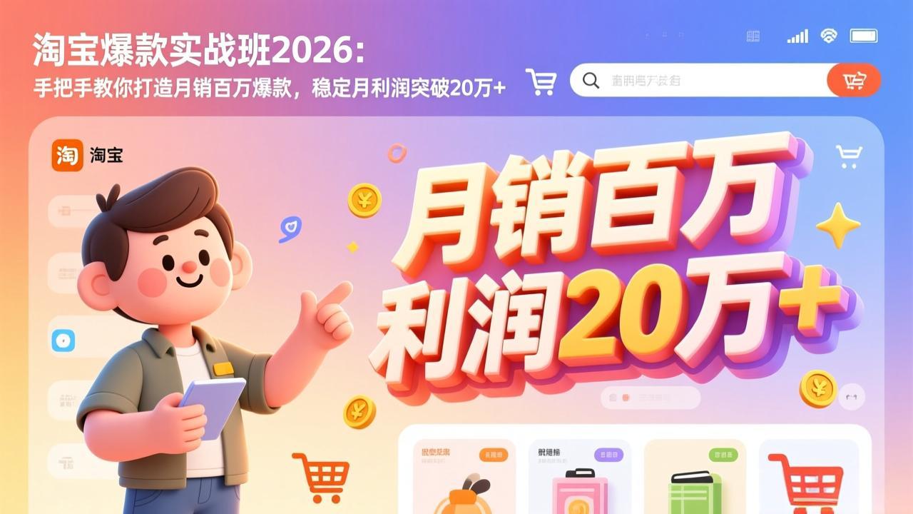 淘宝爆款实战班-2026年2月更新：手把手教你打造月销百万爆款，稳定月利润突破20万+-轻创联盟
