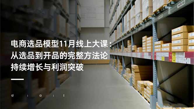 电商选品模型11月线上大课：从选品到开品的完整方法论 持续增长与利润突破-轻创联盟