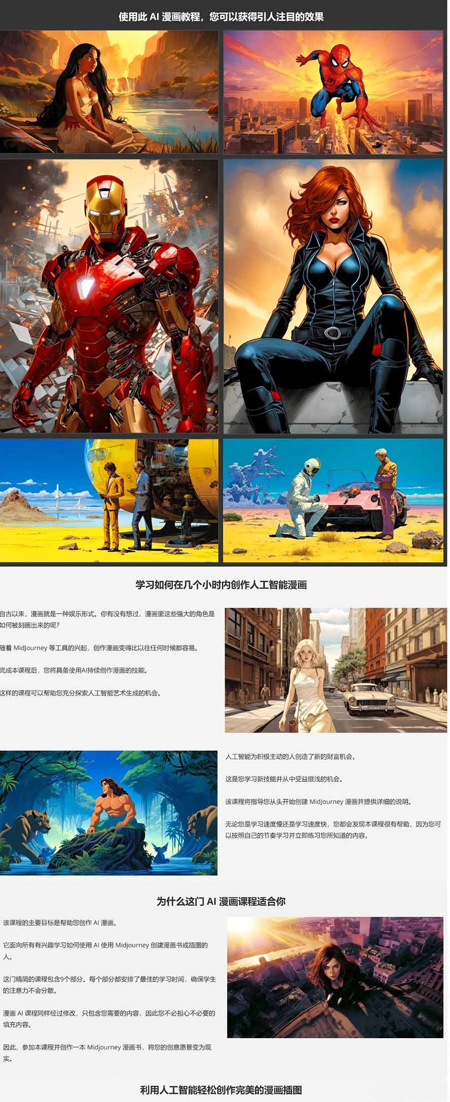 Midjourney AI漫画创作课，脚本构思、人物设计、排版合成，零基础创作完整漫画或系列插画-轻创联盟