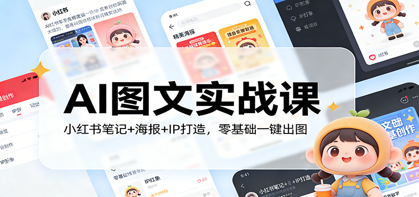 AI图文实战课：小红书笔记+海报+IP打造，零基础一键出图-轻创联盟