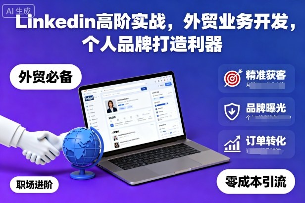 Linkedin高阶实战，外贸业务开发，个人品牌打造利器-轻创联盟