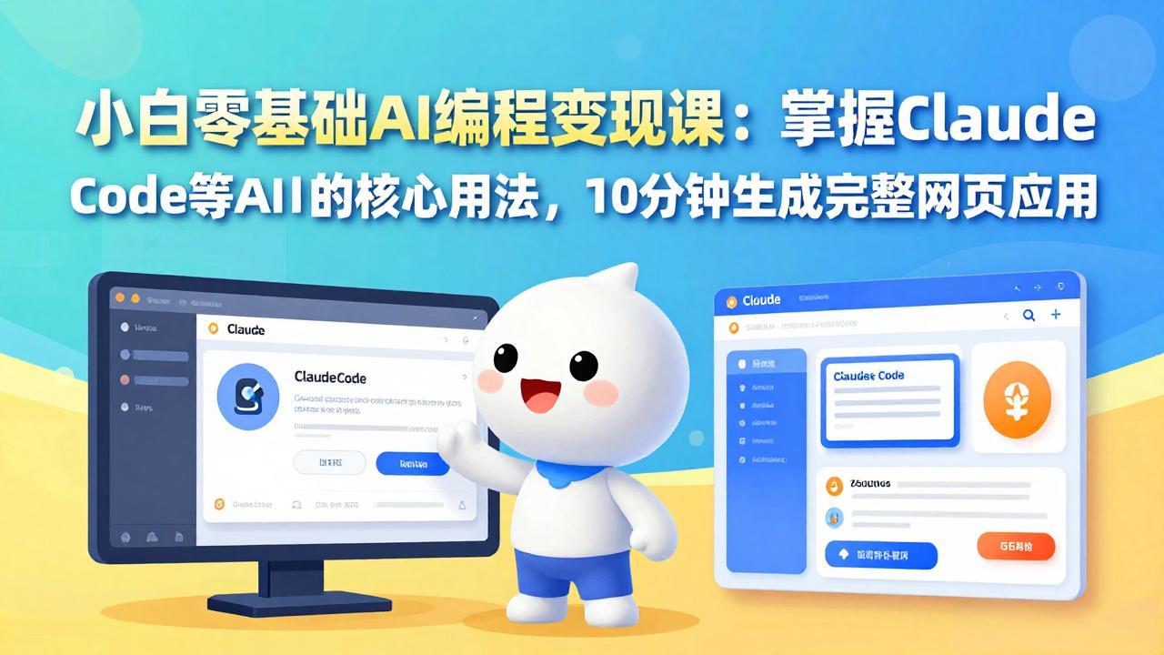 小白零基础AI编程变现课：掌握Claude Code等AI工具的核心用法，10分钟生成完整网页应用-轻创联盟