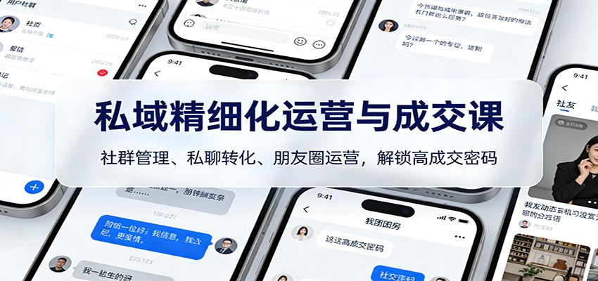 私域精细化运营与成交课：社群管理、私聊转化、朋友圈运营，解锁高成交密码-轻创联盟