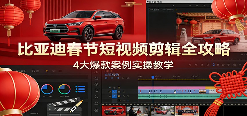 比亚迪春节短视频剪辑全攻略，4大爆款案例实操教学-轻创联盟