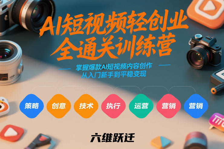 AI短视频轻创业全通关训练营，掌握爆款AI短视频内容创作，从入门新手到平稳变现的六维跃迁-轻创联盟