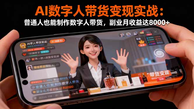 AI数字人带货变现实战：普通人也能制作数字人带货，副业月收益达8000+-轻创联盟