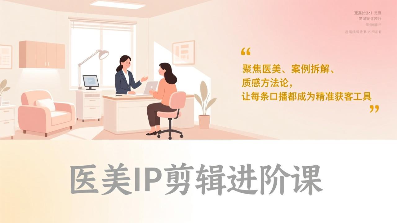 医美IP剪辑进阶课，聚焦医美、案例拆解、质感方法论，让每条口播都成为精准获客工具-轻创联盟