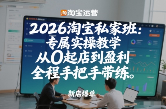 2026淘宝私家班：专属实操教学，从0起店到盈利，全程手把手带练-轻创联盟
