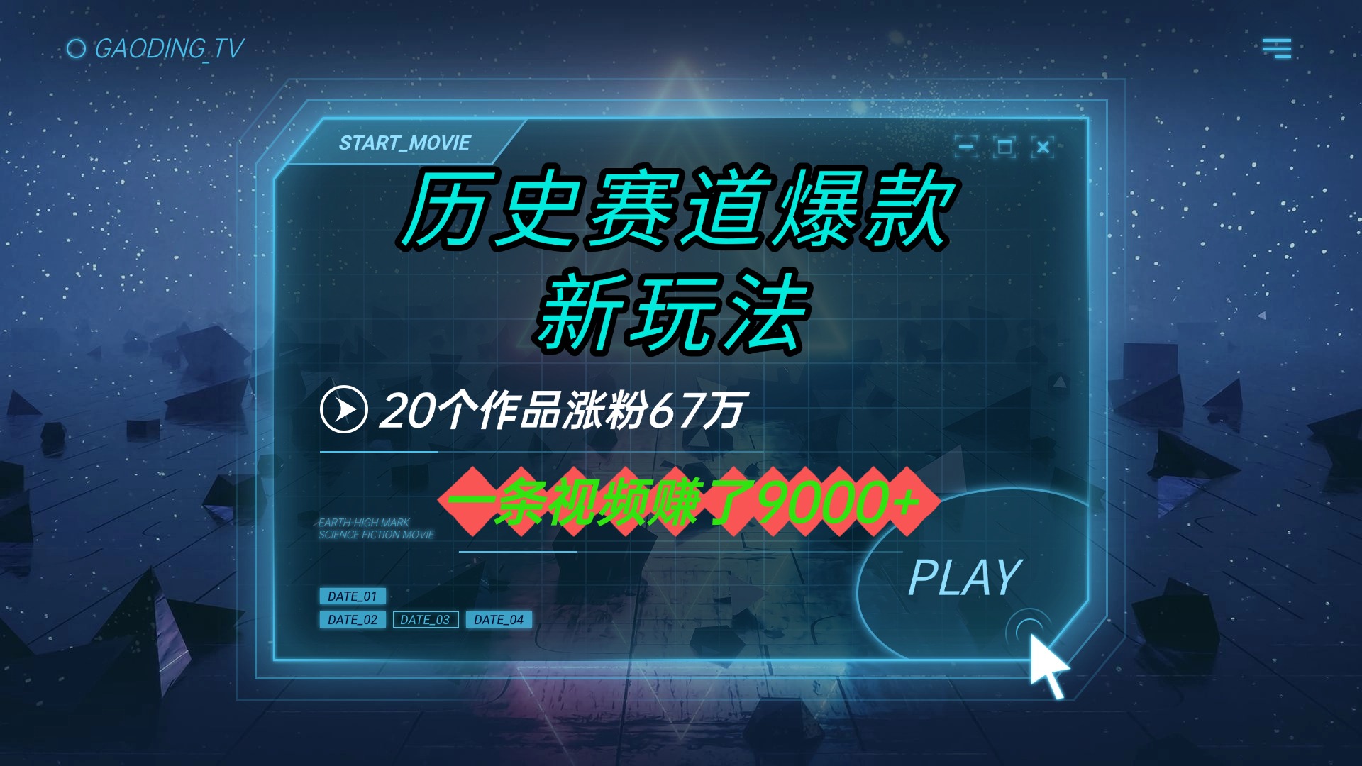 20个作品涨粉67万，一条视频赚了9000+，历史赛道爆款新玩法-轻创联盟