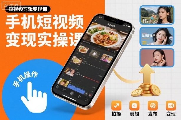 手机短视频变现实操课，短视频剪辑变现课-轻创联盟