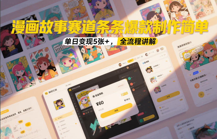 漫画故事赛道条条爆款制作简单，单日变现5张+，全流程讲解-轻创联盟