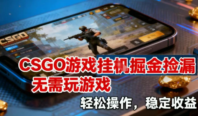 CSGO游戏挂G掘金捡漏，不需要玩游戏，操作简单，收益稳定【揭秘】-轻创联盟