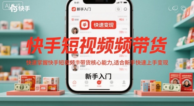 快手短视频带货,快速掌握快手短视频带货核心能力,适合新手快速上手变现-轻创联盟
