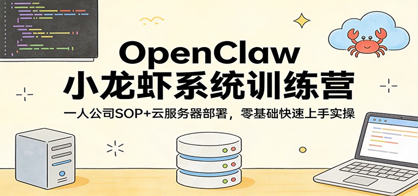 OpenClaw小龙虾系统训练营：一人公司SOP，云服务器部署，零基础快速上手实操-轻创联盟