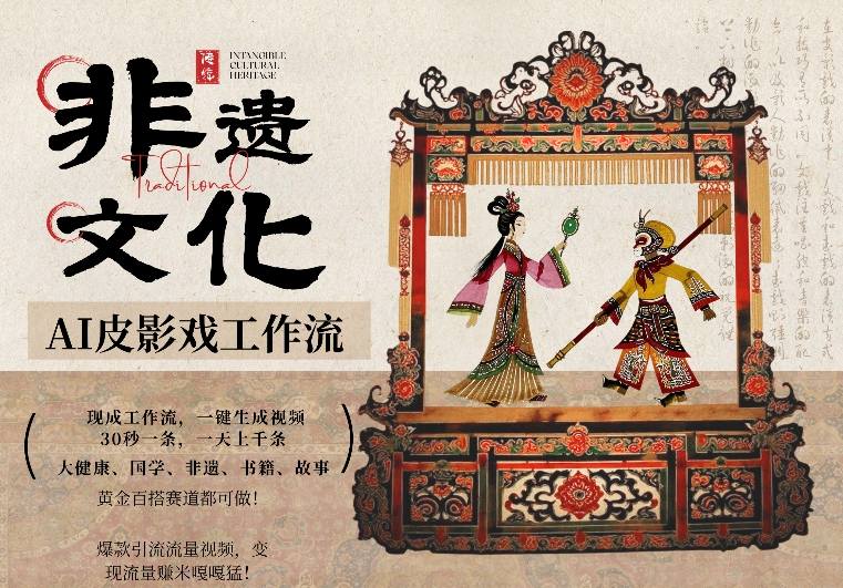 AI一键生成民俗文化非遗皮影戏视频，一刀不剪无需剪辑，30S一条，一天上百条，流量财富嘎嘎猛-轻创联盟