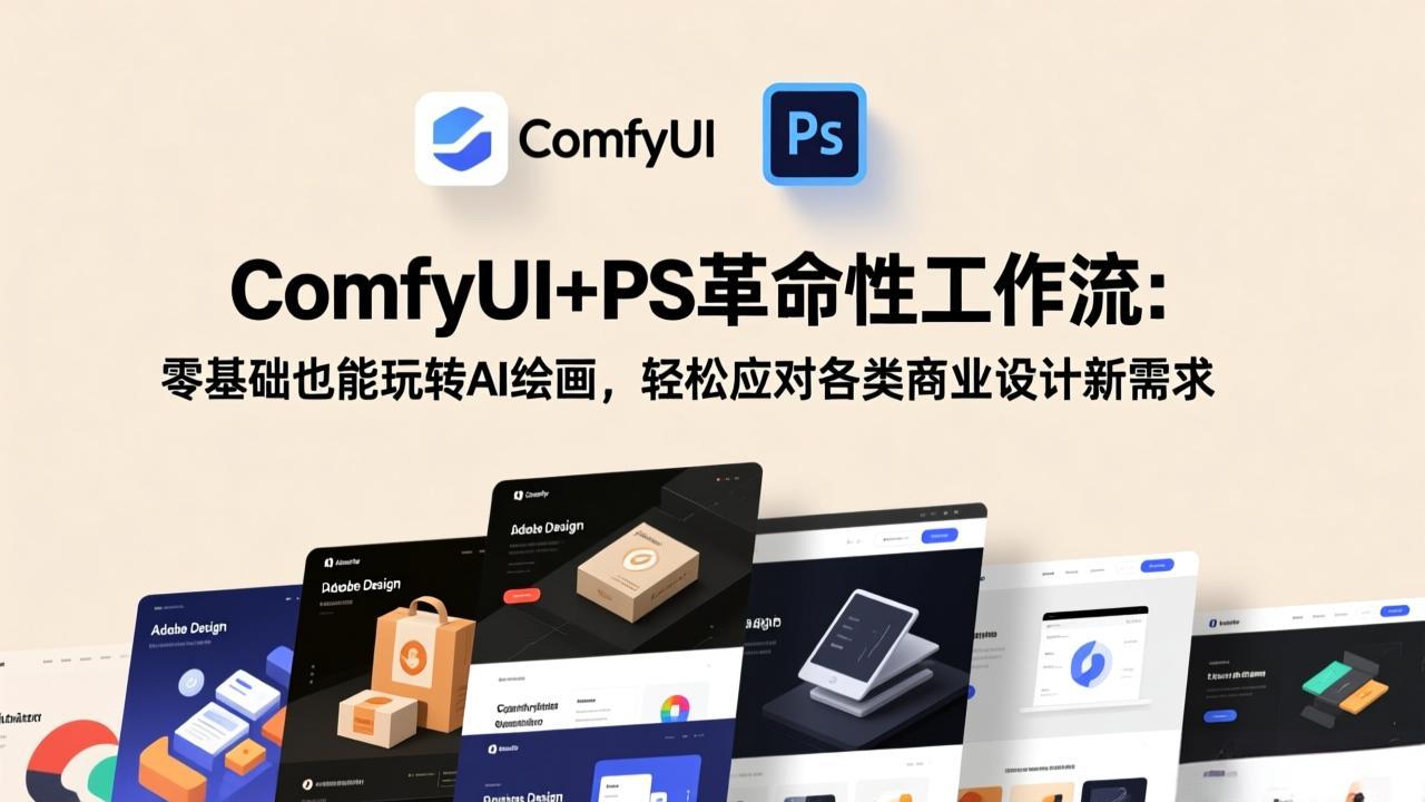 ComfyUI+PS革命性工作流：零基础也能玩转AI绘画，轻松应对各类商业设计新需求-轻创联盟