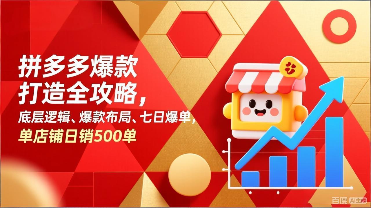 拼多多爆款打造全攻略，底层逻辑、爆款布局、七日爆单，单店铺日销500单-轻创联盟