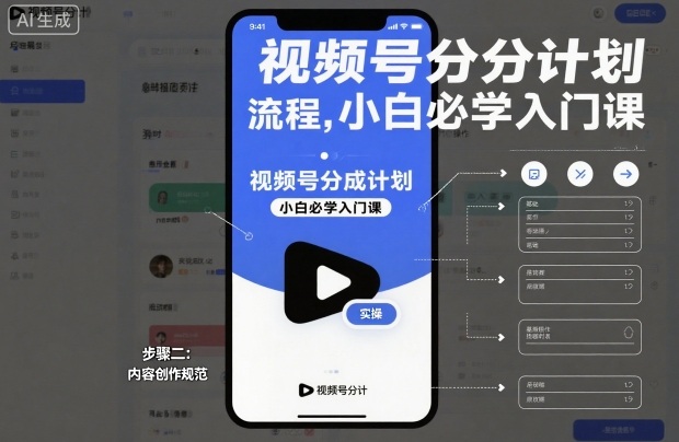 视频号分成计划实操流程，小白必学入门课-轻创联盟