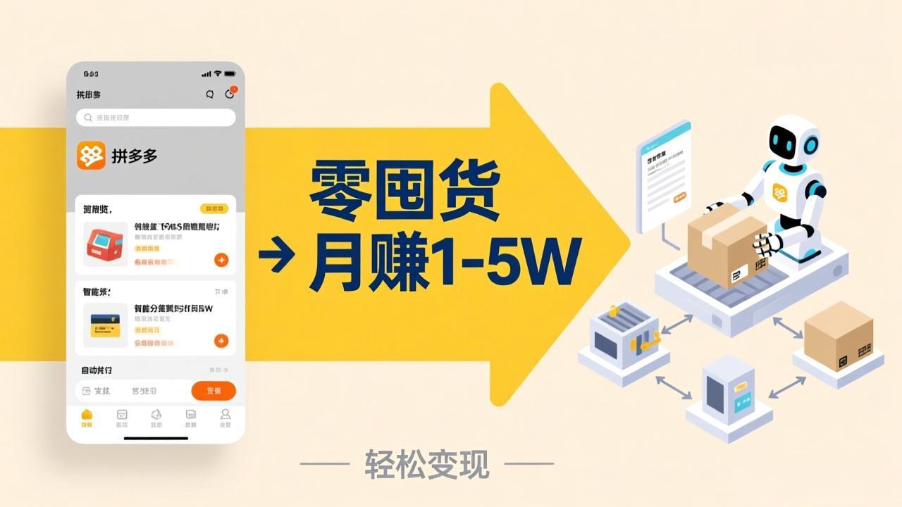 不用囤货不用跑单！拼多多虚拟玩法，机器人管理发货和客服，帮你月赚 1-5W-轻创联盟