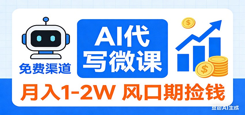 2026告别打工！AI 代写微课，提供免费渠道，月入 1-2W 风口期捡钱-轻创联盟