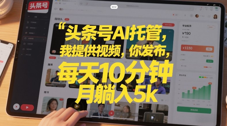 头条号AI托管，我提供视频，你发布，每天10分钟，月躺入5k+【揭秘】-轻创联盟