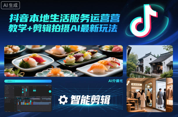 抖音本地生活服务运营教学+剪辑拍摄AI最新玩法-轻创联盟