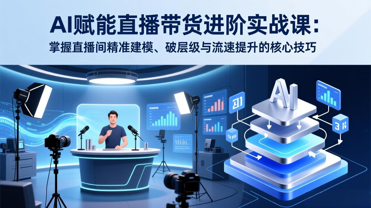 AI赋能直播带货进阶实战课：掌握直播间精准建模、破层级与流速提升的核心技巧-轻创联盟
