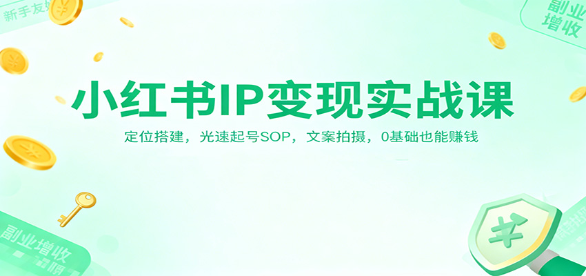 小红书IP变现实战课：定位搭建，光速起号SOP，文案拍摄，0基础也能赚钱-轻创联盟
