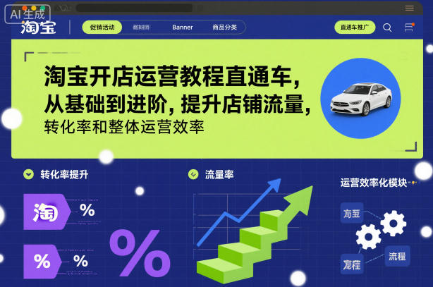 淘宝开店运营教程直通车，从基础到进阶，提升店铺流量，转化率和整体运营效率(更新26年1月)-轻创联盟
