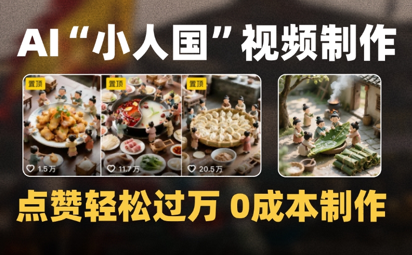 爆款1000W+微缩景观迷你小人国AI视频，0成本制作全流程教学-轻创联盟