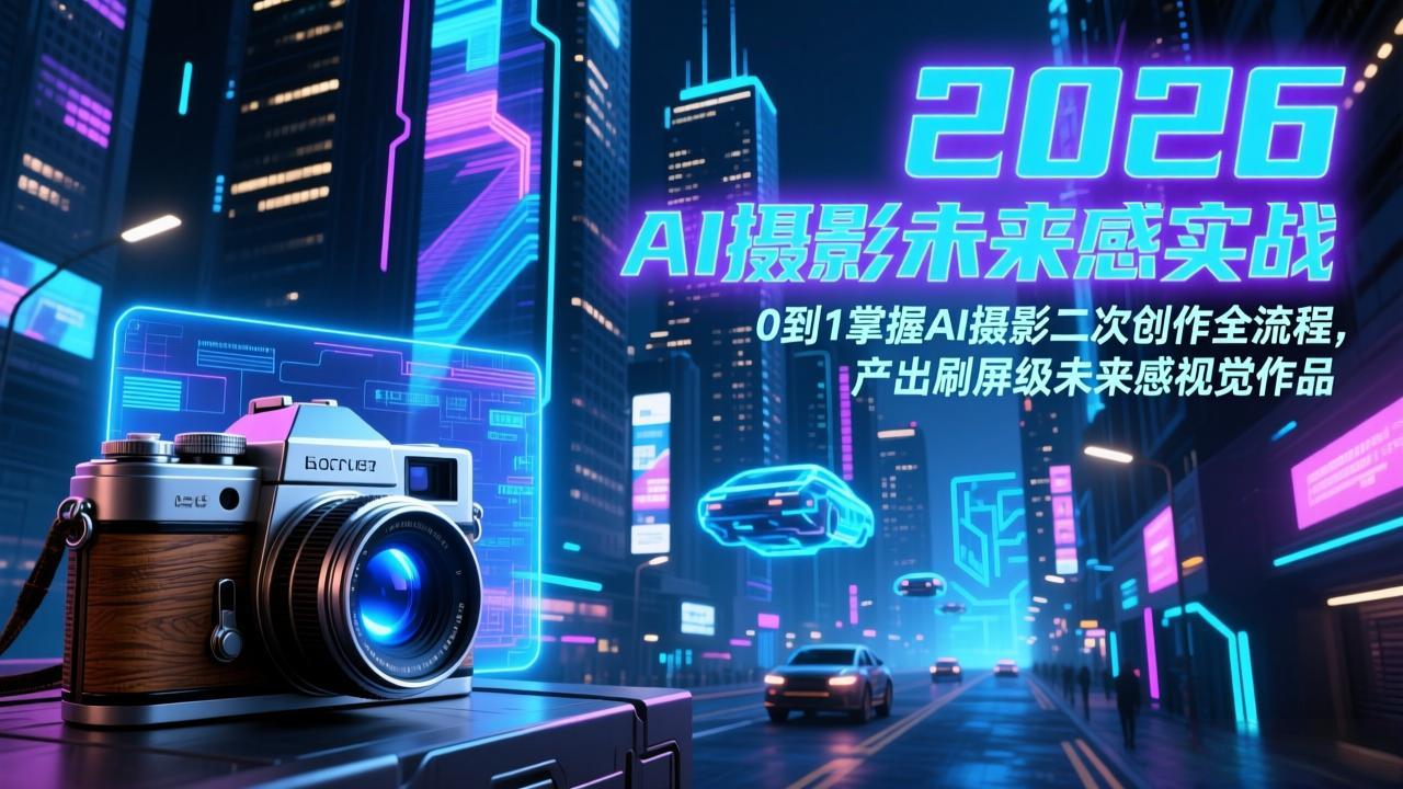 2026 AI摄影未来感实战:0到1掌握AI摄影二次创作全流程,产出刷屏级未来感视觉作品-轻创联盟