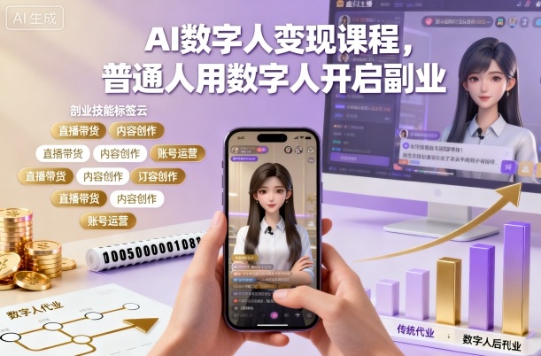 AI数字人变现课程，普通人用数字人开启副业-轻创联盟