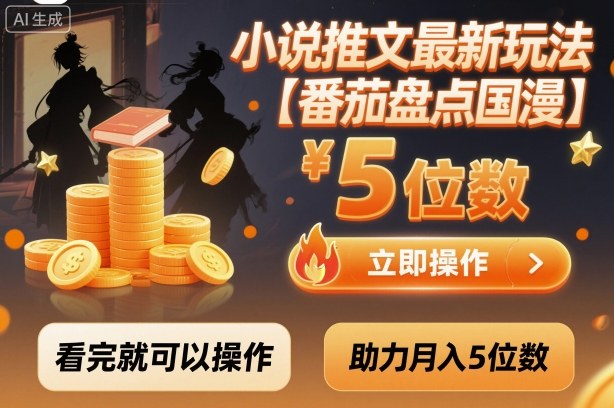 小说推文最新玩法，助力月入5位数【番茄盘点国漫】玩法，看完就可以操作-轻创联盟