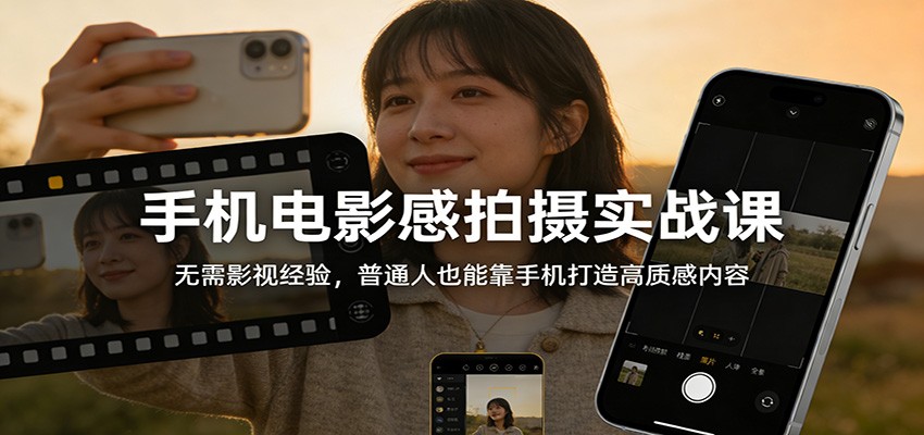 图片[1]-手机电影感拍摄实战课：无需影视经验，普通人也能靠手机打造高质感内容-轻创联盟