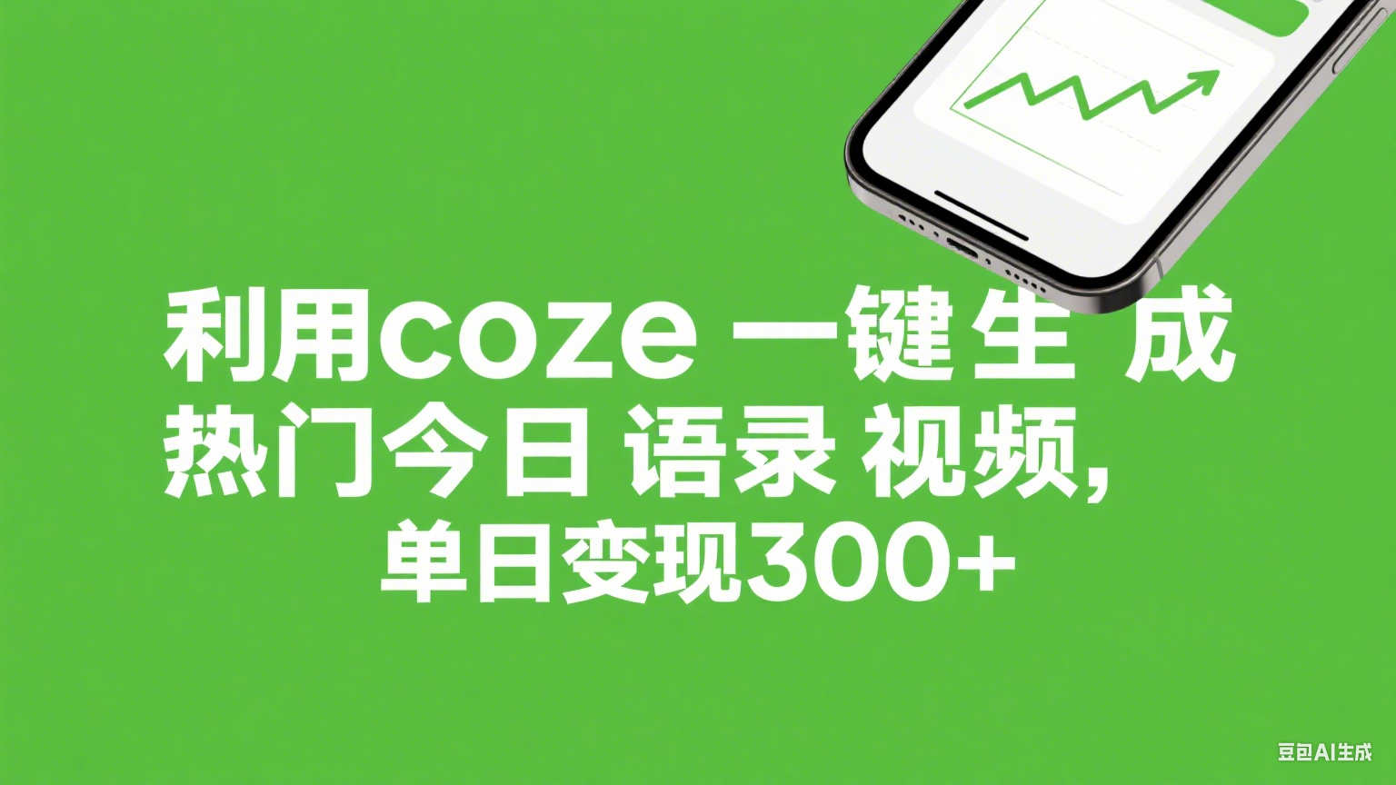 利用coze一键生成热门今日语录视频，单日变现300+-轻创联盟