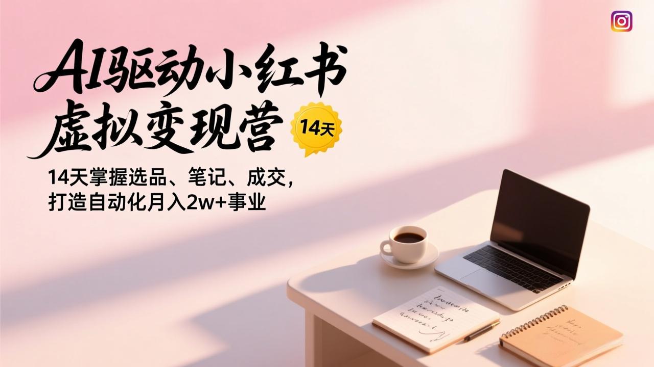 AI驱动小红书虚拟变现营，14天掌握选品、笔记、成交，打造自动化月入2w+事业-轻创联盟
