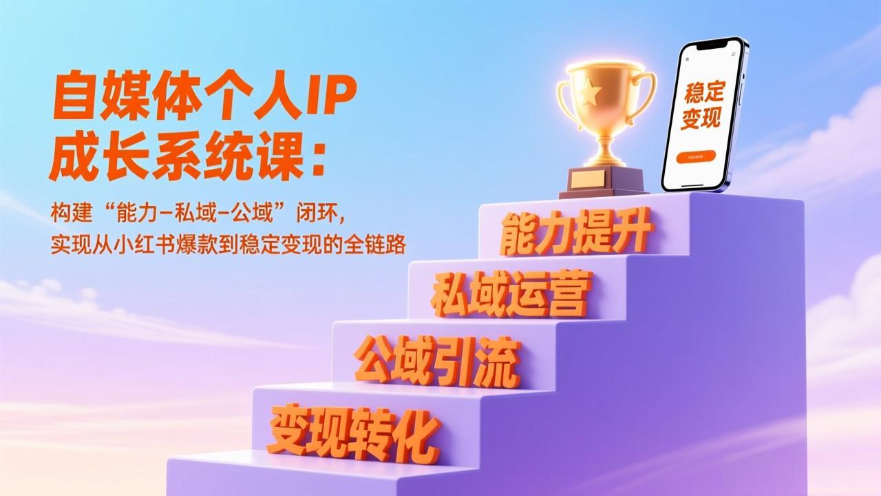 自媒体个人IP成长系统课：构建“能力-私域-公域”闭环，实现从小红书爆款到稳定变现的全链路-轻创联盟