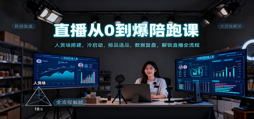 直播从0到爆陪跑课:人货场搭建,冷启动,排品选品,数据复盘,解锁直播全流程-轻创联盟